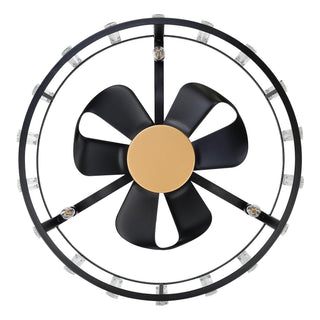 27" Modern DC Motor Downrod Mount Reversible Crystal Ceiling Fan with Lighting and Remote Control