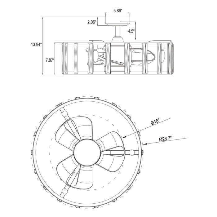 27" Modern DC Motor Downrod Mount Reversible Crystal Ceiling Fan with Lighting and Remote Control - ParrotUncle
