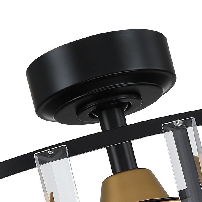 27" Modern DC Motor Downrod Mount Reversible Crystal Ceiling Fan with Lighting and Remote Control - ParrotUncle