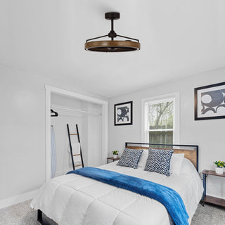 27" Mumbai Farmhouse Downrod Mount Ceiling Fan with LED Lighting and Remote Control