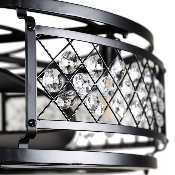 27" Wright Industrial DC Motor Downrod Mount Reversible Crystal Ceiling Fan with Lighting and Remote Control - ParrotUncle