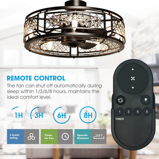 27" Wright Modern DC Motor Downrod Mount Reversible Crystal Ceiling Fan with Lighting and Remote Control