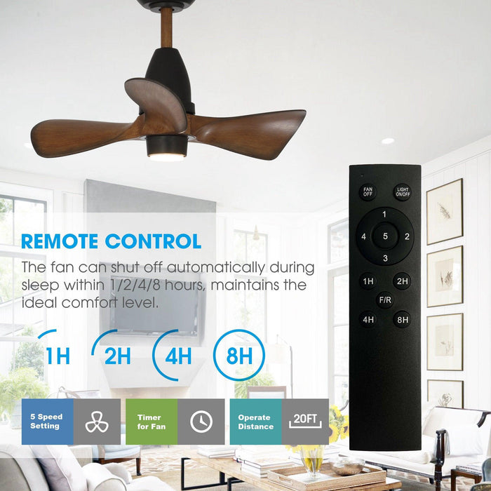 28" Kwang Rustic DC Motor Downrod Mount Reversible Ceiling Fan with LED Lighting and Remote Control - ParrotUncle