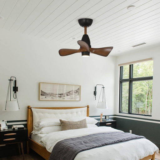 28" Kwang Rustic DC Motor Downrod Mount Reversible Ceiling Fan with LED Lighting and Remote Control - ParrotUncle