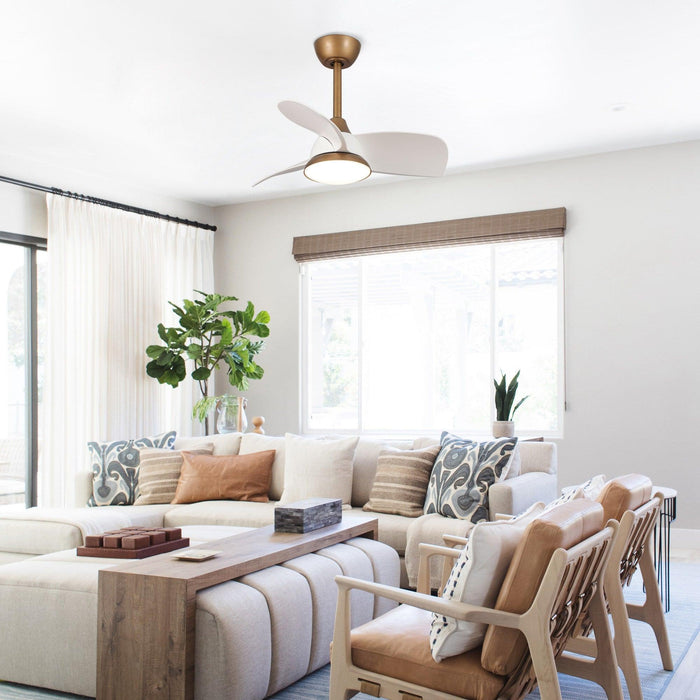 28" Modern DC Motor Downrod Mount Reversible Ceiling Fan with LED Lighting and Remote Control - ParrotUncle