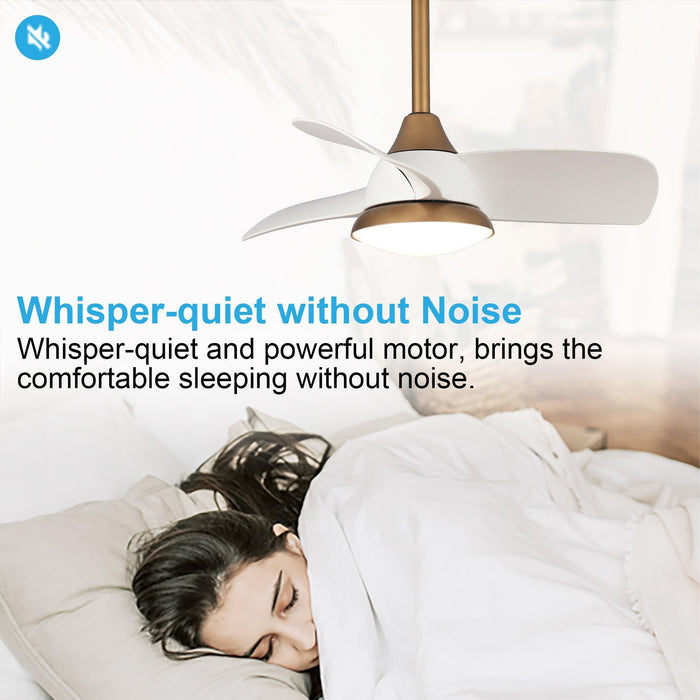 28" Modern DC Motor Downrod Mount Reversible Ceiling Fan with LED Lighting and Remote Control - ParrotUncle