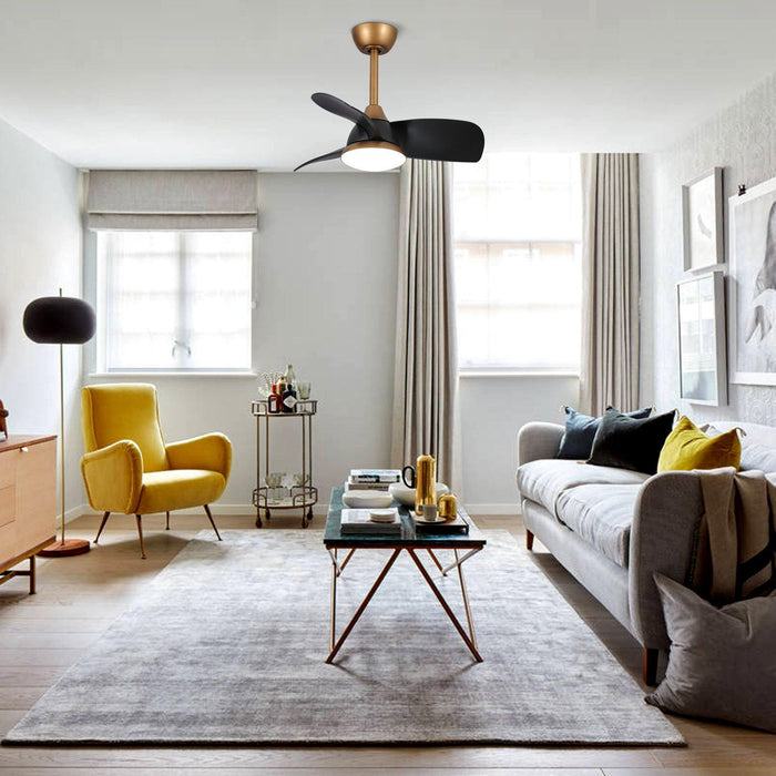 28" Modern DC Motor Downrod Mount Reversible Ceiling Fan with LED Lighting and Remote Control - ParrotUncle