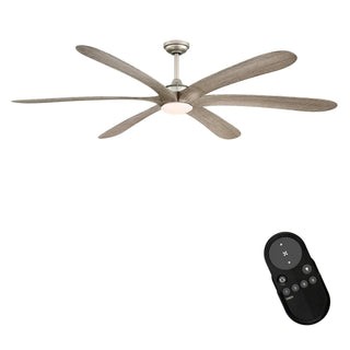 72" Jaydn Hamptons Farmhouse Satin Nickel DC Motor Downrod Mount Reversible Ceiling Fan with Lighting and Remote Control