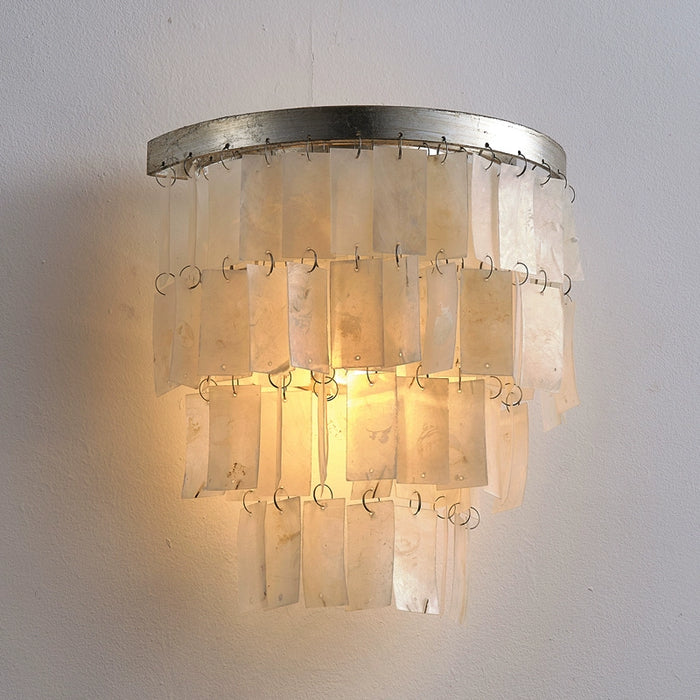 1-Light Vintage Wall Sconce Lighting with Shell Shade