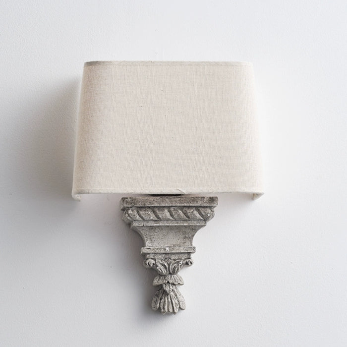 1 Light Wall Sconce with White Fabric Shade