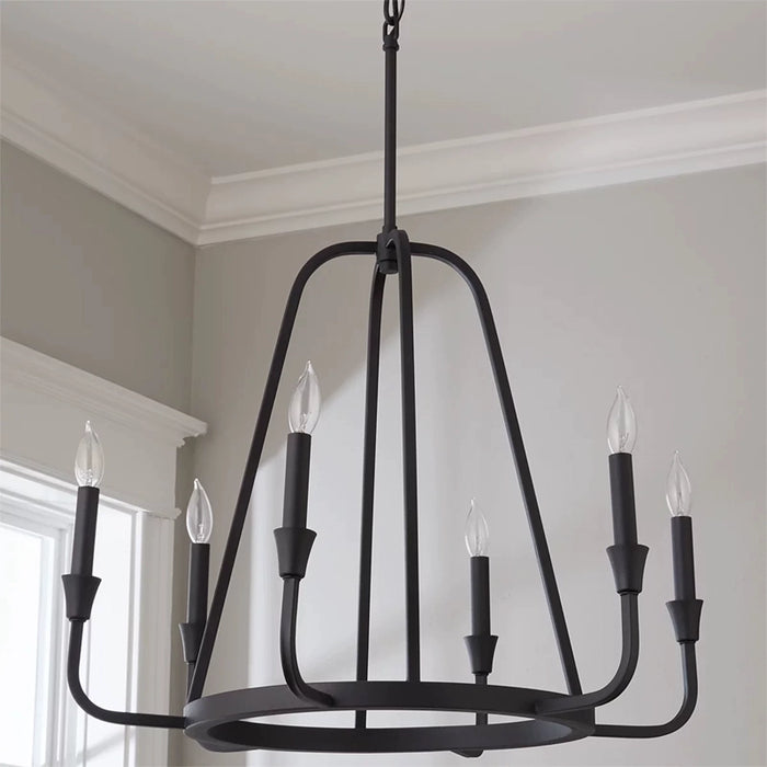 6-Light / 12-Light Industrial Chandelier in Living Room with Adjustable Hanging Length