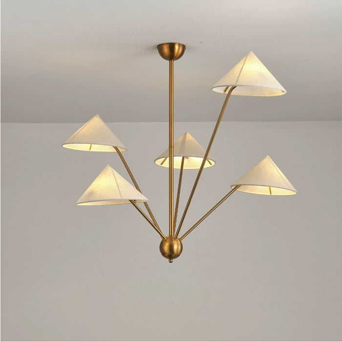 5-Light Modern Golden Island Chandelier With Adjustable Hanging Length for Dining Area