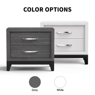 Modern Lucien Wood Nightstand with 2 Drawers For Bedroom
