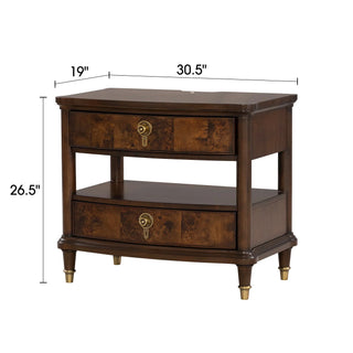 30.5" Westerham Dark Cherry French Nightstand Power Outlet with LED Light