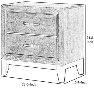 Modern Lucien Wood Nightstand with 2 Drawers For Bedroom