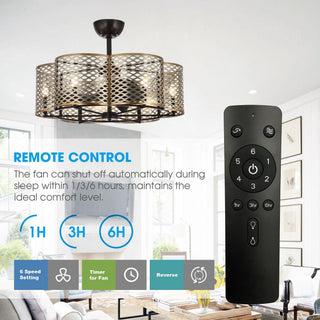 31" Linda Industrial DC Motor Downrod Mount Reversible Ceiling Fan with Lighting and Remote Control
