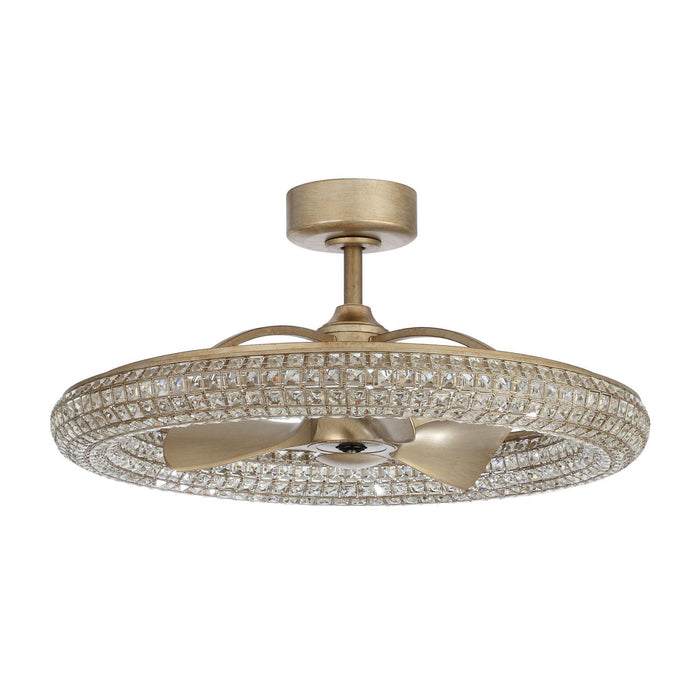 33" Modern DC Motor Downrod Mount Reversible Crystal Ceiling Fan with Lighting and Remote Control - ParrotUncle