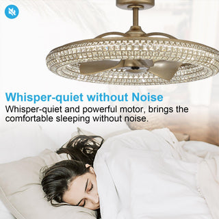 33" Modern DC Motor Crystal Ceiling Fan with Lighting and Remote Control