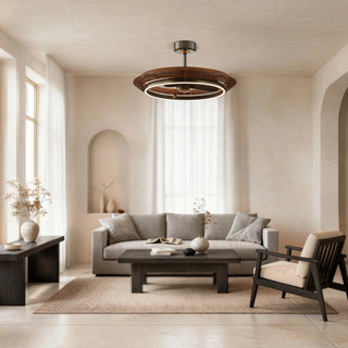 33 Inch Luxury Black Charcoal Gray Elijah Caged Ceiling Fan With Light And Remote Control