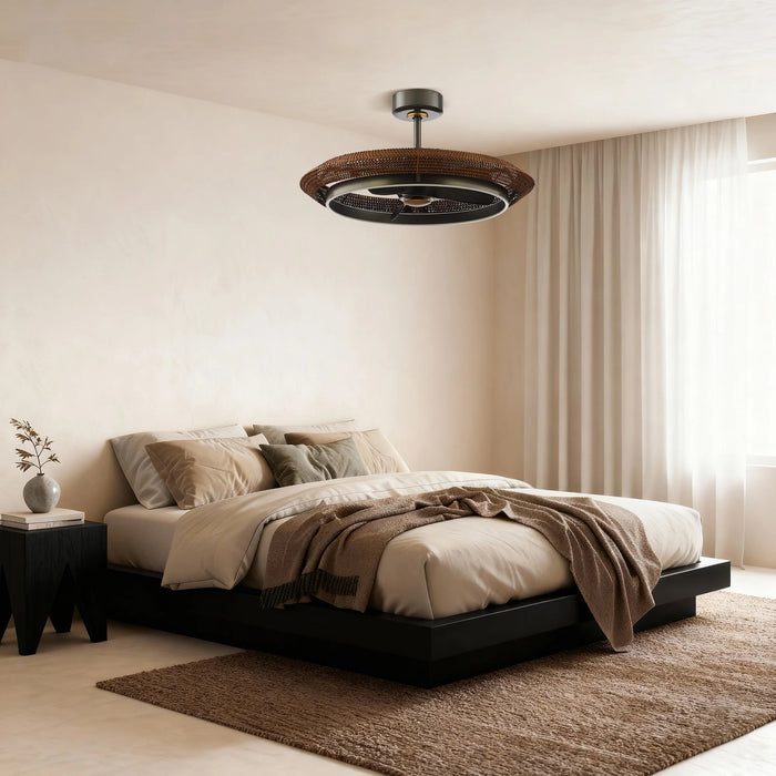 33 Inch Luxury Black Charcoal Gray Elijah Fandelier with Light and Remote Control