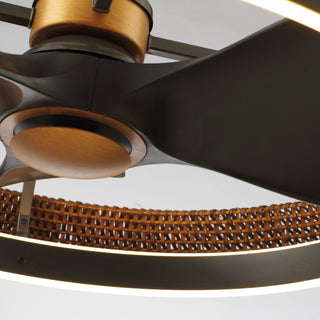 33 Inch Luxury Black Charcoal Gray Elijah Caged Ceiling Fan With Light And Remote Control