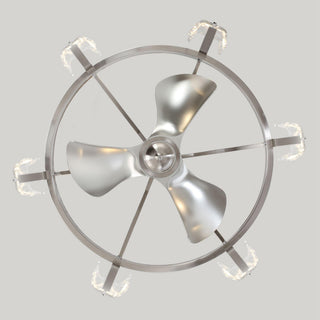 34" Bucholz Modern DC Motor Brushed Nickel Downrod Mount Reversible Ceiling Fan with LED Lighting and Remote Control