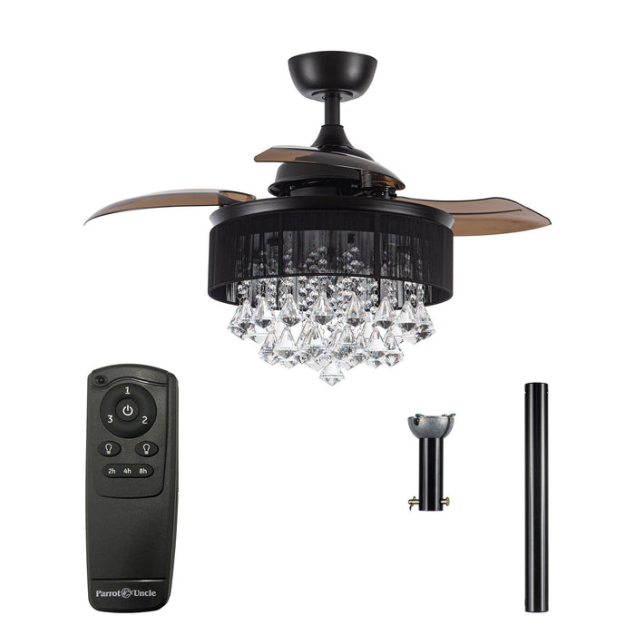 36" Bangaiore Modern Downrod Mount Crystal Ceiling Fan with Lighting and Remote Control - ParrotUncle