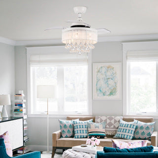 36" Bangaiore Modern Downrod Mount Crystal Ceiling Fan with Lighting and Remote Control - ParrotUncle