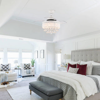 36" Bangaiore Modern Downrod Mount Crystal Ceiling Fan with Lighting and Remote Control - ParrotUncle