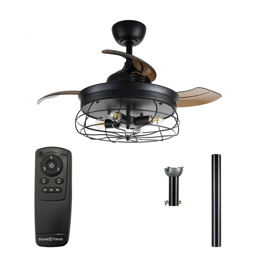 36" Benally Industrial Downrod Mount Ceiling Fan with Lighting and Remote Control - ParrotUncle