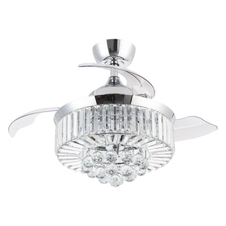 36" Broxburne Modern Chrome Downrod Mount Crystal Ceiling Fan with Lighting and Remote Control - ParrotUncle