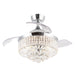 36" Broxburne Modern Chrome Downrod Mount Crystal Ceiling Fan with Lighting and Remote Control - ParrotUncle