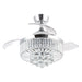 36" Broxburne Modern Chrome Downrod Mount Crystal Ceiling Fan with Lighting and Remote Control - ParrotUncle