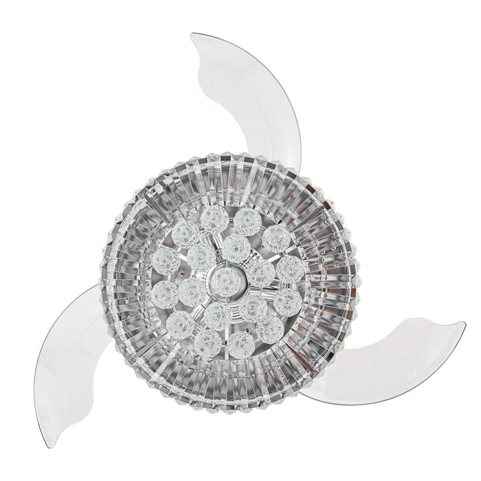 36" Broxburne Modern Chrome Downrod Mount Crystal Ceiling Fan with Lighting and Remote Control - ParrotUncle