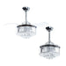 36" Broxburne Modern Chrome Downrod Mount Crystal Ceiling Fan with Lighting and Remote Control - ParrotUncle