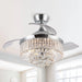 36" Broxburne Modern Chrome Downrod Mount Crystal Ceiling Fan with Lighting and Remote Control - ParrotUncle