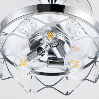 36" Broxburne Modern Chrome Downrod Mount Crystal Ceiling Fan with Lighting and Remote Control