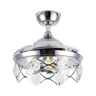 36" Broxburne Modern Chrome Downrod Mount Crystal Ceiling Fan with Lighting and Remote Control
