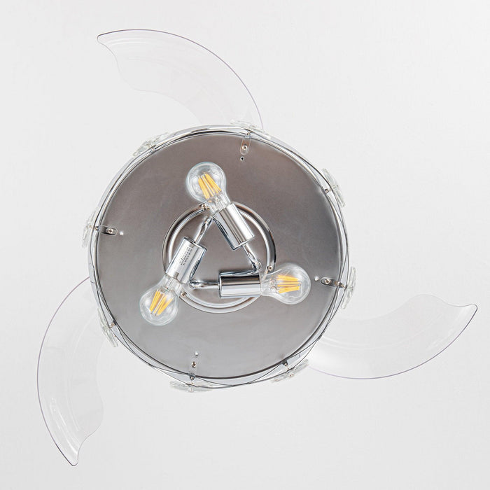 36" Broxburne Modern Chrome Flush Mount Crystal Ceiling Fan with Lighting and Remote Control - ParrotUncle