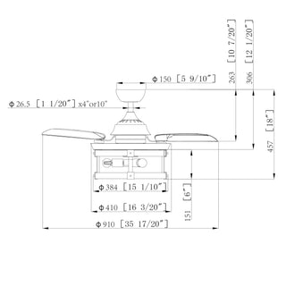 36" Caselli Traditional Downrod Mount Ceiling Fan with Lighting and Remote Control - ParrotUncle