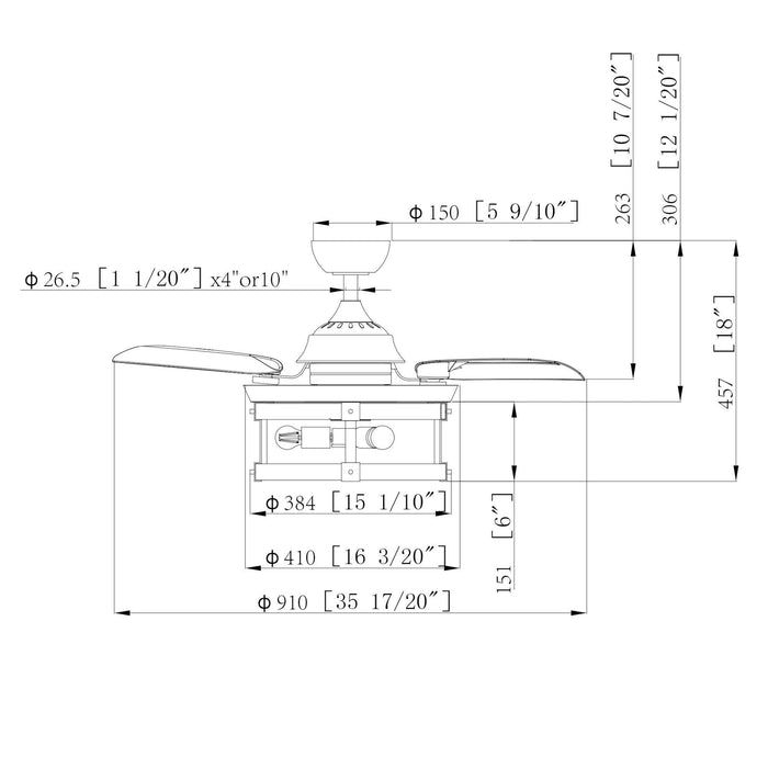 36" Caselli Traditional Downrod Mount Ceiling Fan with Lighting and Remote Control - ParrotUncle