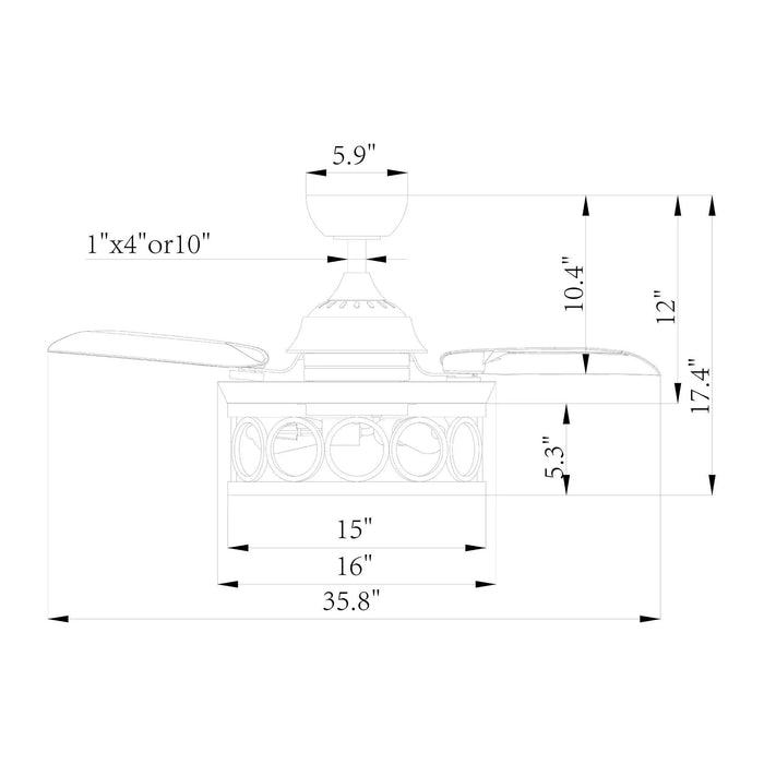 36" Mirelle Farmhouse Downrod Mount Ceiling Fan with Lighting and Wall Control - ParrotUncle