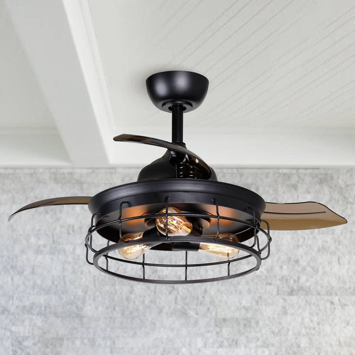36" Pickett Industrial Downrod Mount Ceiling Fan with Lighting and Remote Control - ParrotUncle