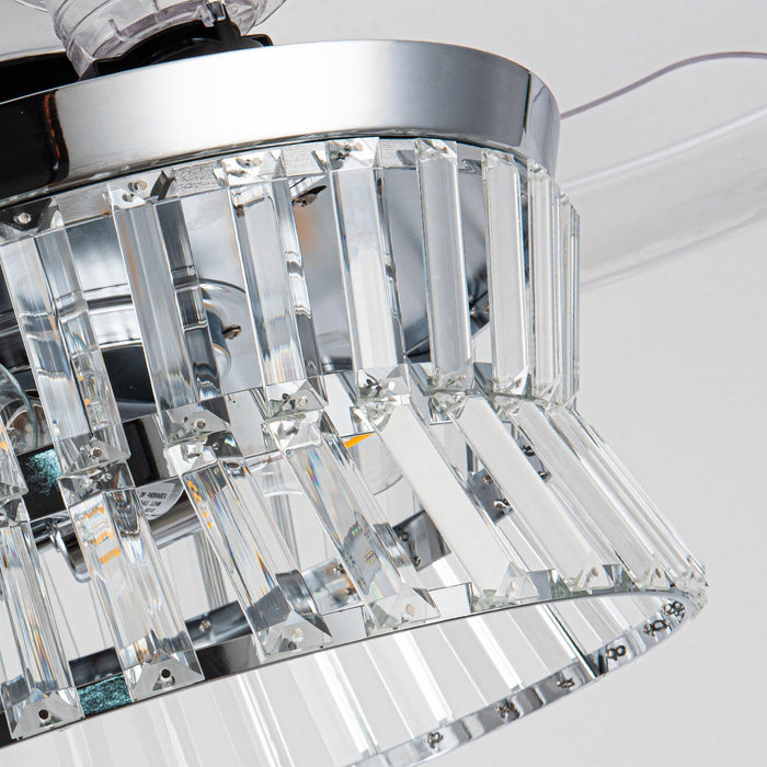 36" Prayag Modern Downrod Mount Crystal Ceiling Fan with Lighting and Remote Control - ParrotUncle