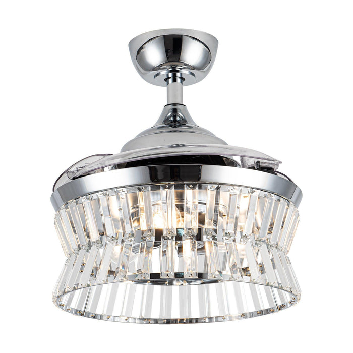 36" Prayag Modern Downrod Mount Crystal Ceiling Fan with Lighting and Remote Control - ParrotUncle