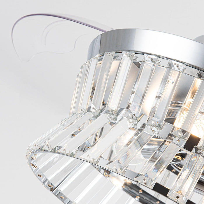 36" Prayag Modern Downrod Mount Crystal Ceiling Fan with Lighting and Remote Control - ParrotUncle