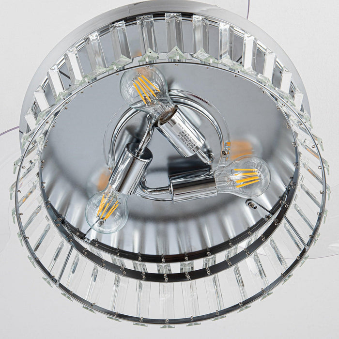 36" Prayag Modern Downrod Mount Crystal Ceiling Fan with Lighting and Remote Control - ParrotUncle