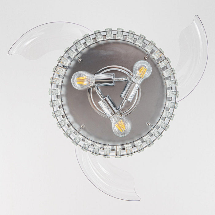 36" Prayag Modern Downrod Mount Crystal Ceiling Fan with Lighting and Remote Control - ParrotUncle