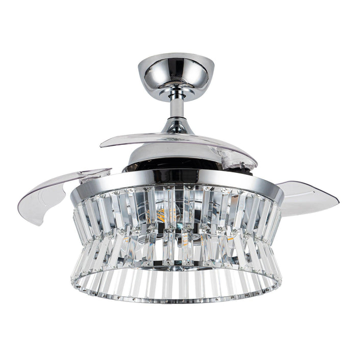 36" Prayag Modern Downrod Mount Crystal Ceiling Fan with Lighting and Remote Control - ParrotUncle