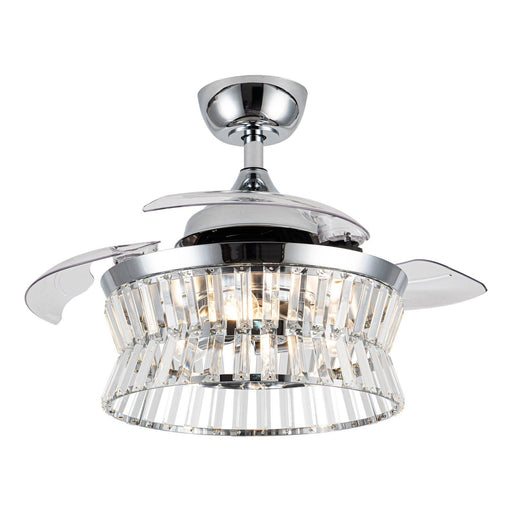 36" Prayag Modern Downrod Mount Crystal Ceiling Fan with Lighting and Remote Control - ParrotUncle